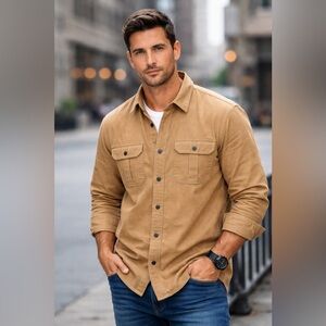 NWOT Outdoor Life Men’s XL Tan Cotton Button Up Shirt Long Sleeve